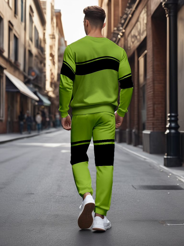 Men's Brown Knitted Cotton Blend Long Sleeve Round Neck Sweatshirt Ankle-Length Casual T-Shirt Comfortable Outdoor Wear - YLWY00158