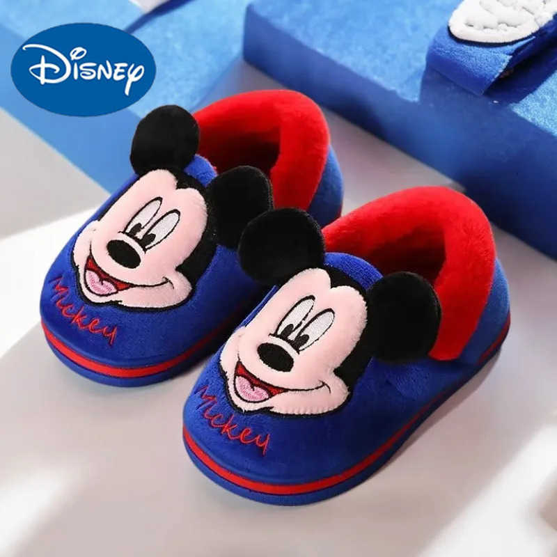 Disney Childrens Slippers Winter Cartoon Boys Girls Mickey Minnie Nonslip Indoor Home Shoes Children Baby Cotton Size 1521cm H251022