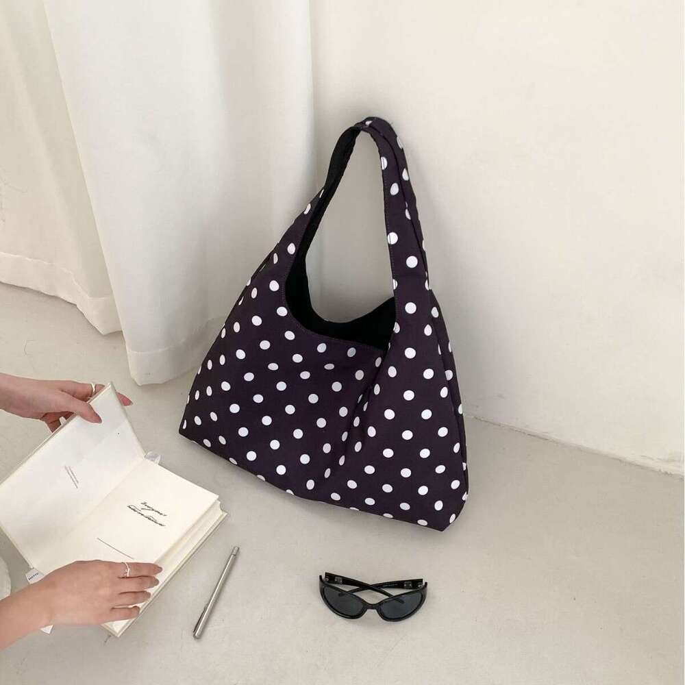 Commuting Women, Large Capacity New Trendy Round Polka Dot Underarm Shoulder Handheld Tote Bag For Women B5