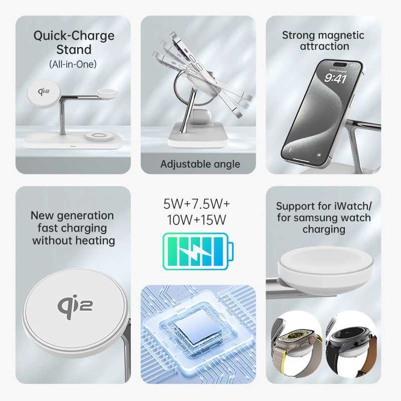 QI2 3 in 1 Magnetic Wireless Chargers For iPhone 16 15 14 13 12 Fast Charging Station For Watch Airpods 2 3 4 stand J251114