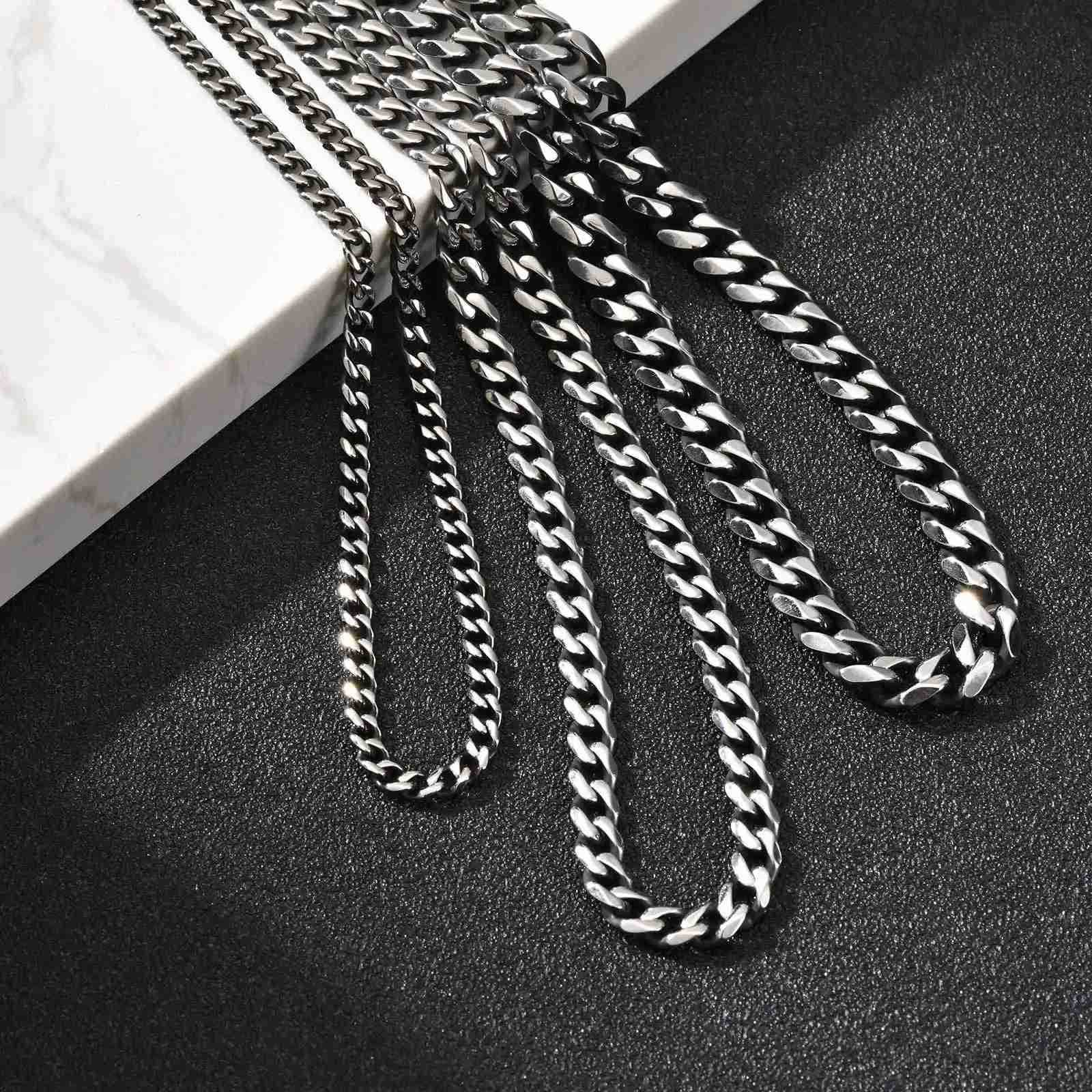 Vintage Chain Necklace for Men Boys357mm Retro Grey Stainless Steel CollarsRock Punk Antique Jewelry Gifts U251022