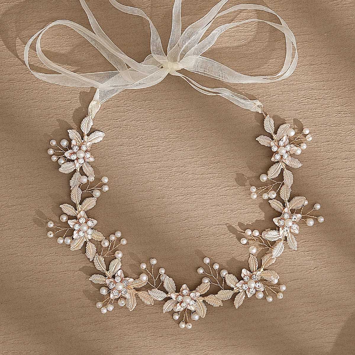Handwork Flower Vine Headband Headmade Bride Hair Accessories Wedding Head Jewelry Headdresses For Girlfriend Bridal Headpiece V251022
