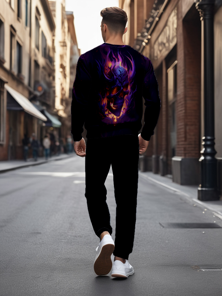 Men's Ankle-Length Knitted Cotton Blend Long Sleeve Sweatshirt Brown round Neck Casual T-Shirt Comfortable Outdoor Wear - YLWY00127