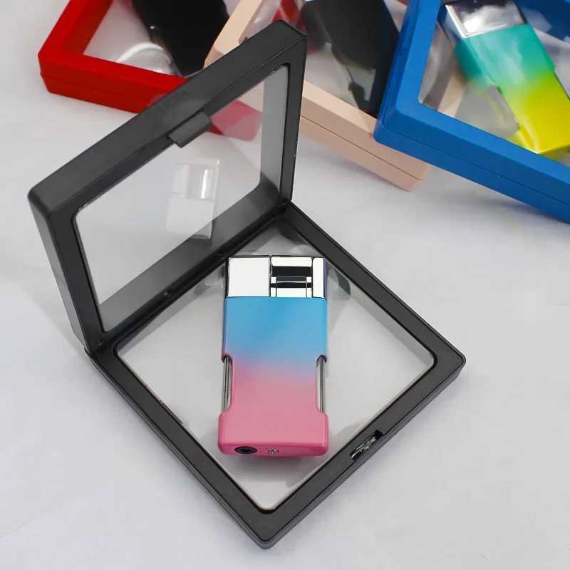 Metal New Stylish Blue Flame Metal Unusual Butane Gas Cigarette Cigar Lighter Mini Windproof Lighter Gadget Gift for Men C251022