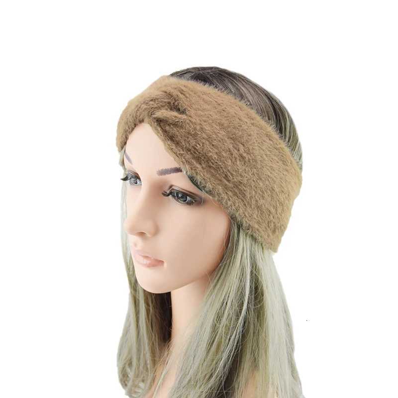 Cashmere Cross Headbands Winter Imitation Mink Women Hairband Wide Warm Twist Stretch Headwrap Knot Fluffy Ear Warmer Turban V251022