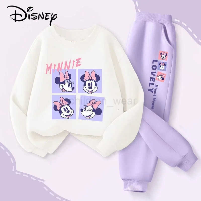 Disney Autumn Baby Girl Boy Clothes Set Children Minnie Printing Sweatshirt Top and Pants Bottom 2Pcs Suit Kid Cotton Tracksuit H251022