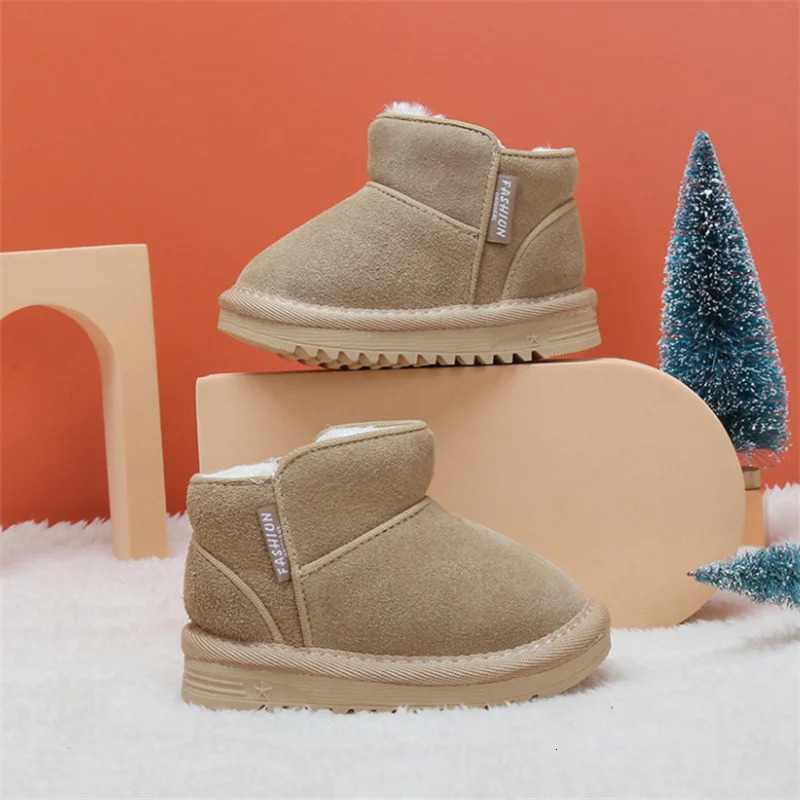 Winter Baby Snow Boots Leather Warm Plush Infant Shoes Zip Side Soft Sole Fashion Toddler Boys Girls 1525 251022