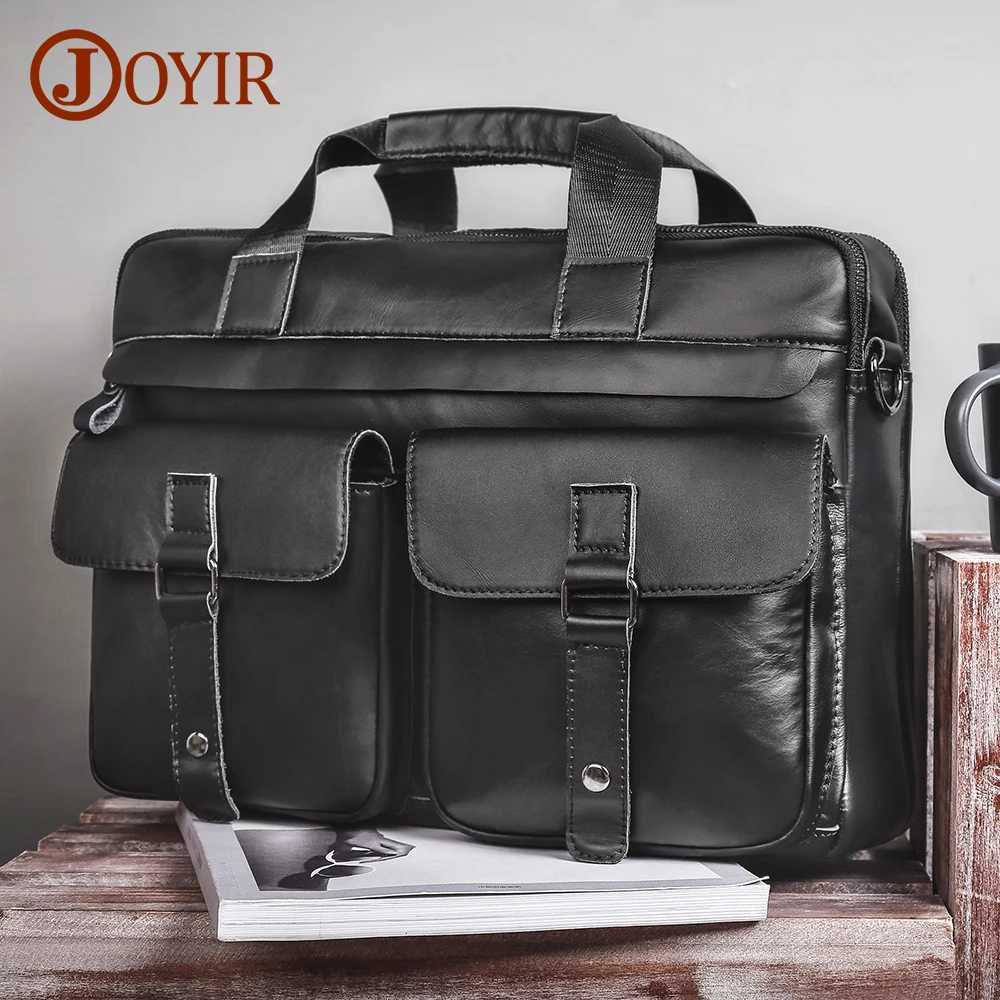 JOYIR Genuine Leather Mens Briefcases 156 Laptop Bag Office Bags for Men Document Business Shoulder Messenger Bag Handbag W251022