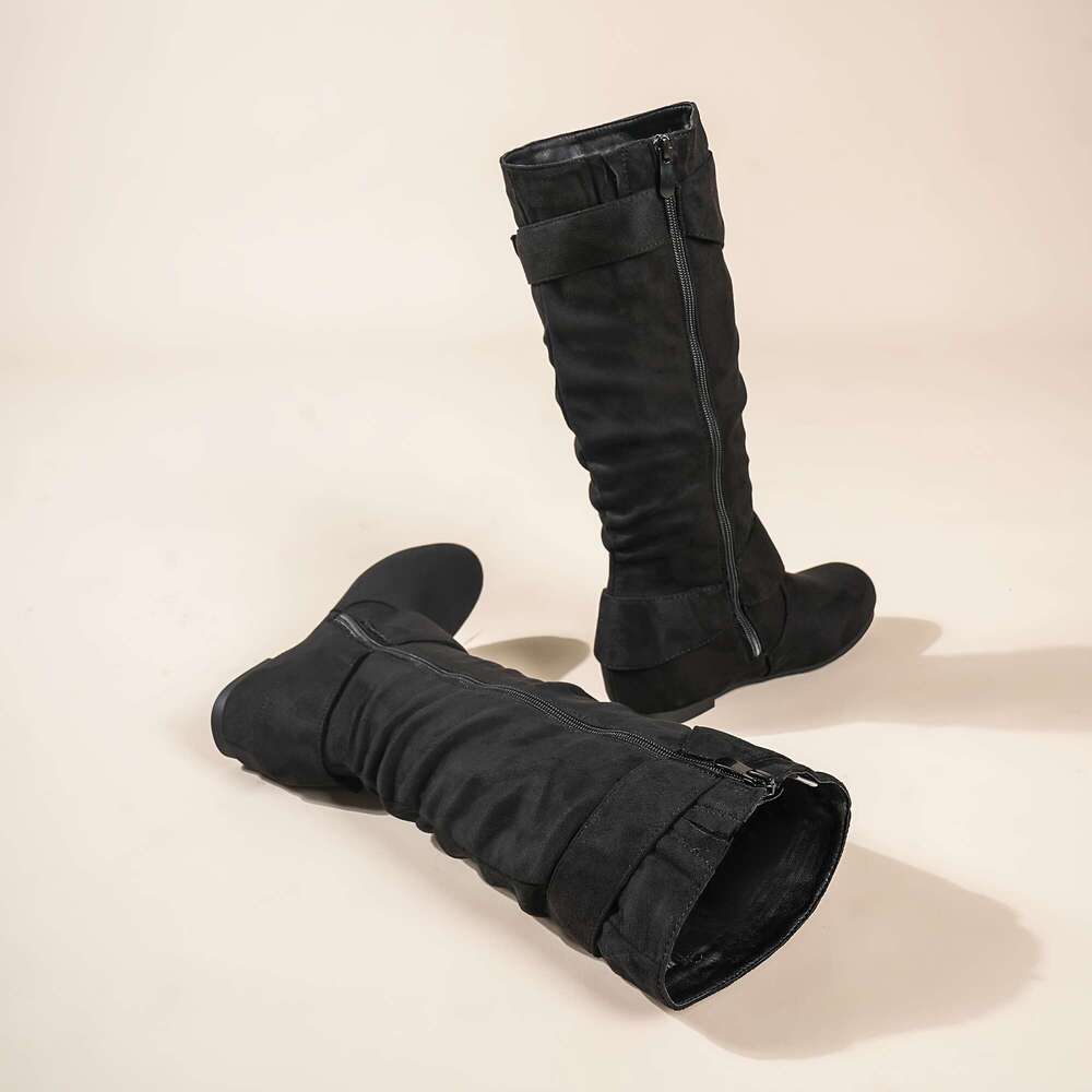 Women's Knee High Cover With Hidden Wedge, Faux Fur Lining, Side - Comfortable And Stylish Autumn/Winter, Perfect For Jeans, Dresses, Skirts, Aut