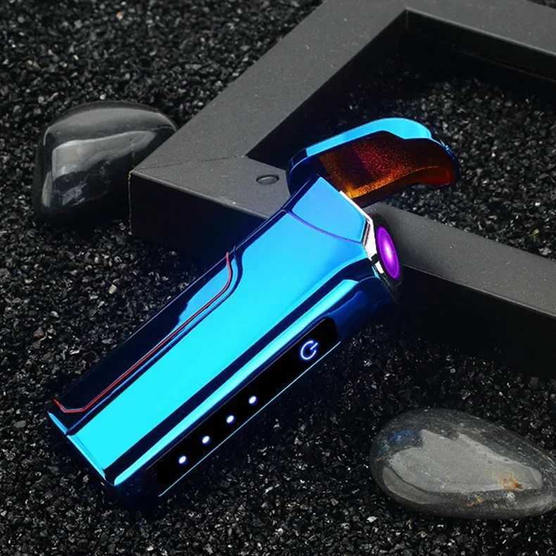 Smart Touch Replaceable Battery USB Electronic Lighter Rechargeable Windproof Gift Men Rotating Plasma Arc LighterNO GAS IN C251022