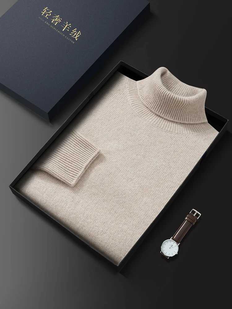 Fashion Basic Turtleneck Sweater Pullover 100 Cashmere Mens Autumn Winter Sweater Soft Warm Thick Clothes Causal Pullover KnitXJ251022