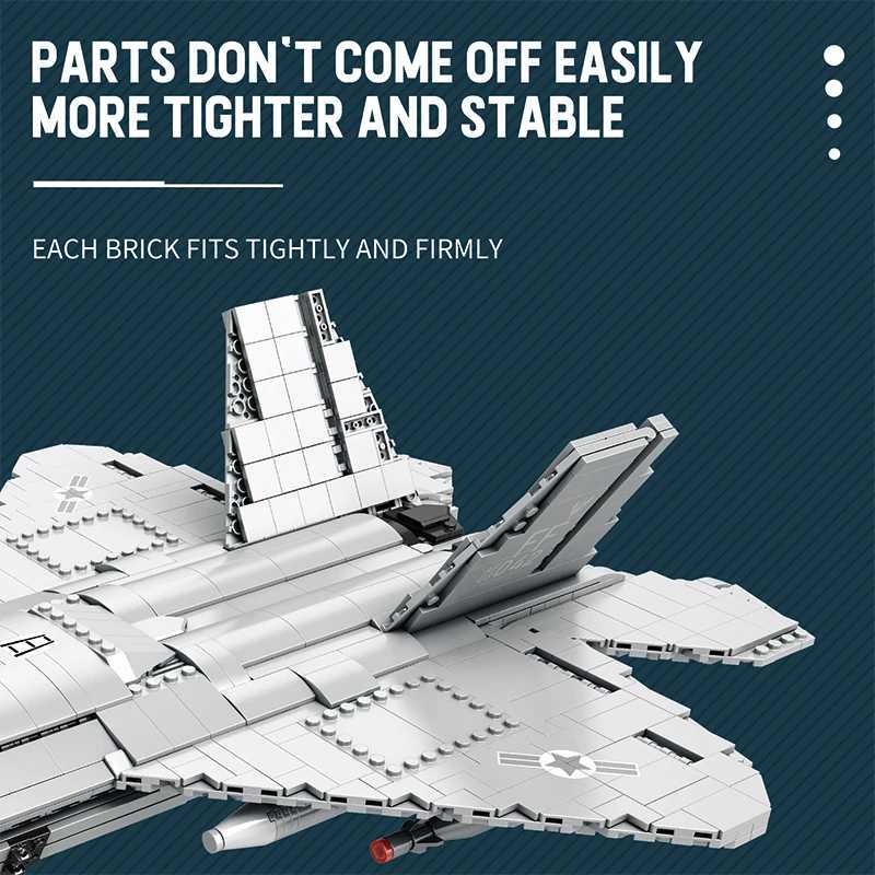 Technical USA F22 Raptor Stealth Strategic Fighter Building Blocks Supersonic Airplane Model Bricks Boy Toys Adult Gifts for Kid J251022
