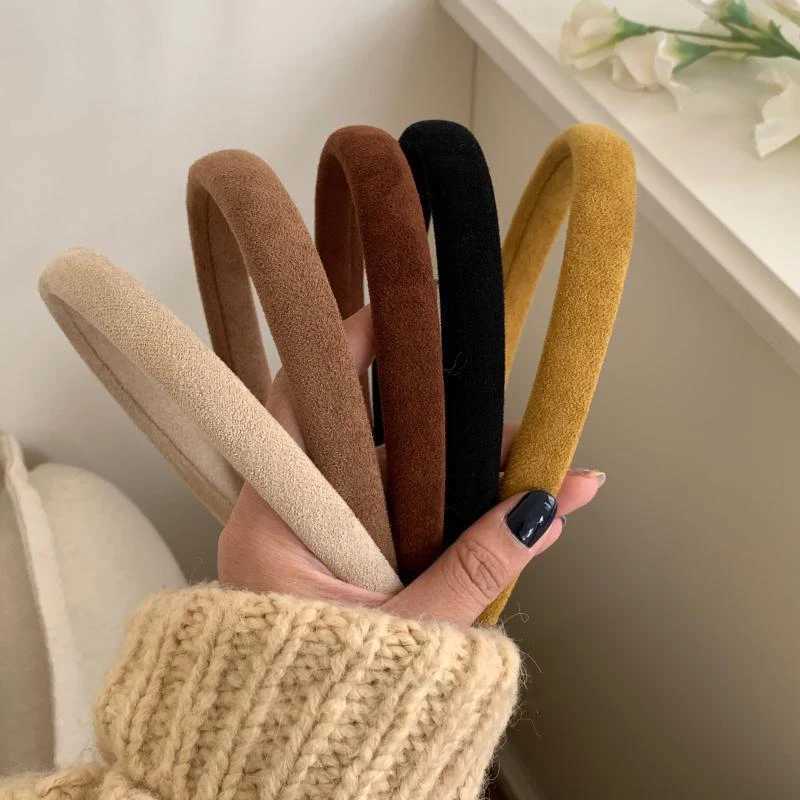 NEW Autumn and Winter Woman Elegant Retro Korean Velvet Hairband Narrow Suede Headband Girls Headwear Ladies Hair Accessories V251022