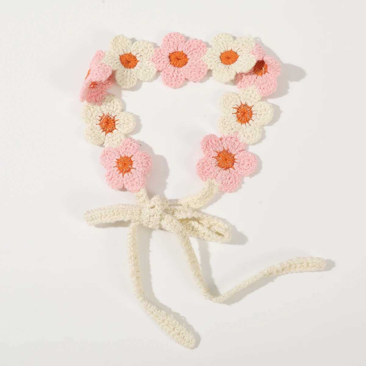 AWAYTR Colorful Flowers Turban Hairbands Knitted Flower Headband Bandage Beach Bandana Ladies Travel Hawaii Hair Accessories V251022