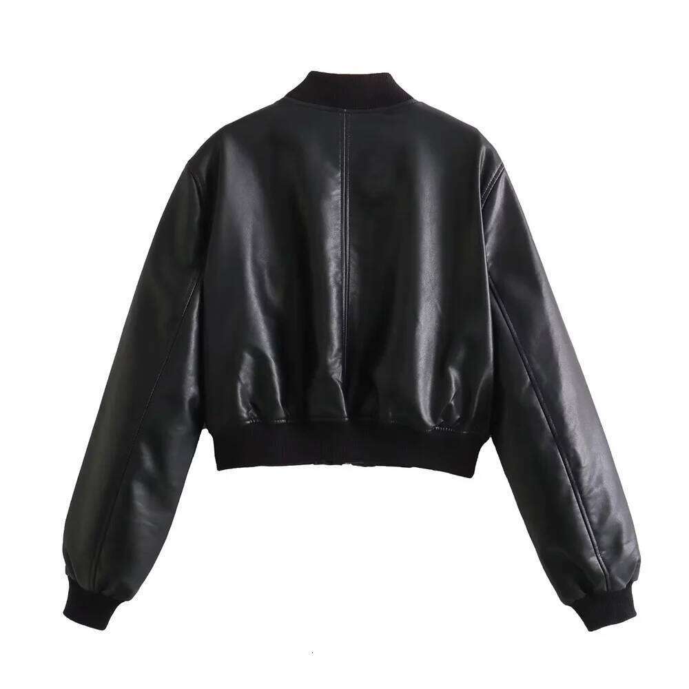 Autumn and Winter New Women's Fashion Versatile Short Motorcycle Faux Pilot Jacket Leather Coat