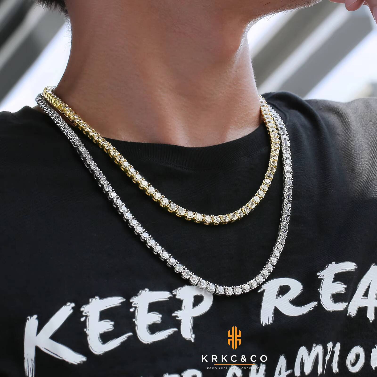 4mm Round Cubic Zirconia Tennis Chain Real 14K White Gold Plated Iced Out Hip Hop Bling Jewelry Womens Diamond Choker Necklace