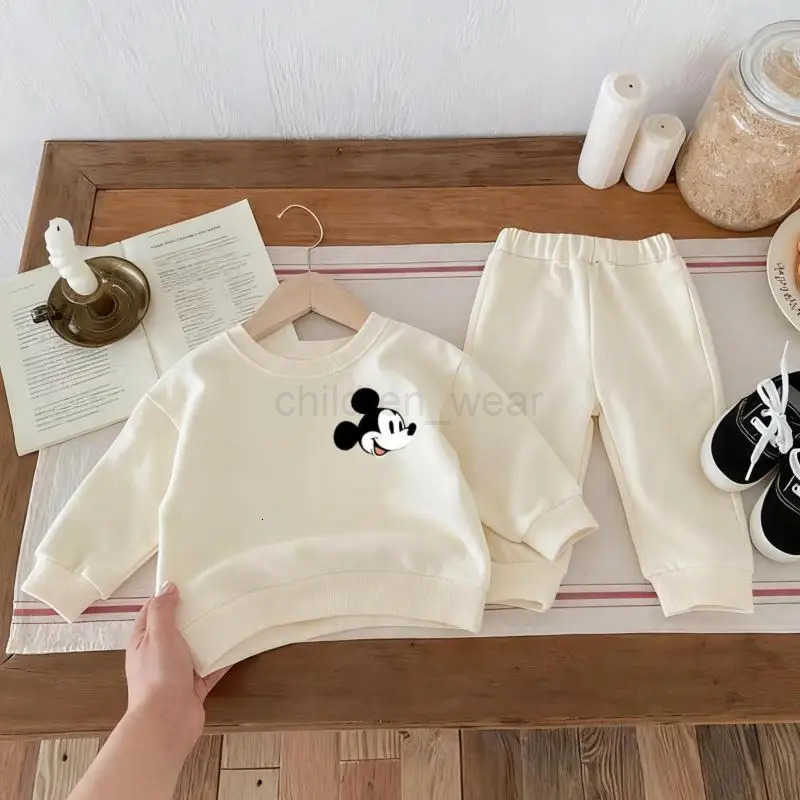 Disney Mickey Minnie Cute Baby Girl Boy Sweatshirt Set Spring Fall Fashion Crewneck Hoodie Pants Kids 2pcset Childrens Clothes NEW H251022