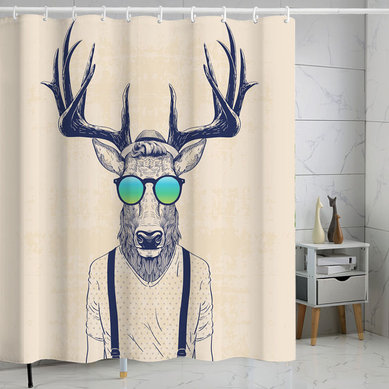 YL-37525 hot selling digital printing shower curtain animal waterproof, mildew-proof and moisture-proof bathroom dry and wet separation isolation curt