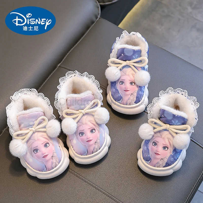Disney Princess Elsa Winter Childrens Winter Cotton Slippers Girls Warm Frozen Velvet Frozen Fate Girls Cartoon Baby Shoes H251022