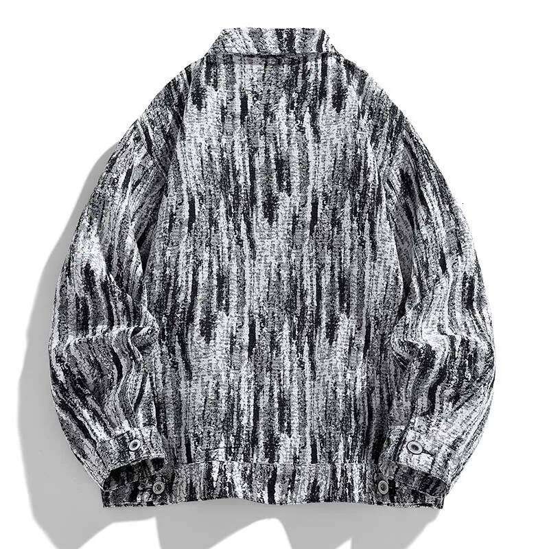 Men Denim Jacket Full Print Floral Vintage Oil Painting Streetwear National Trend Spring Autumn Fashion outdoor Coat