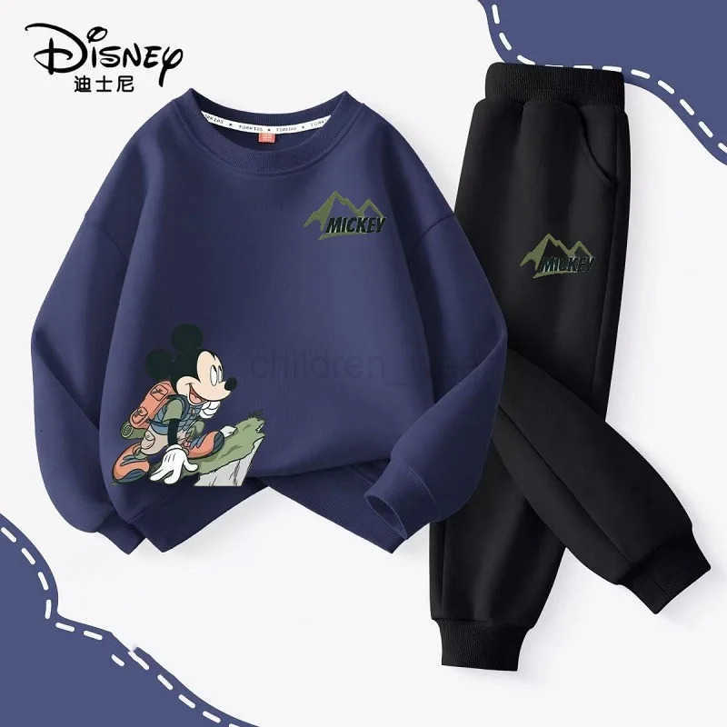 Disney Autumn Baby Girls Boys Clothes Set Children Mickey Printing Sweatshirt Top and Pants Bottom 2Pieces Suit Cotton Tracksuit H25102211