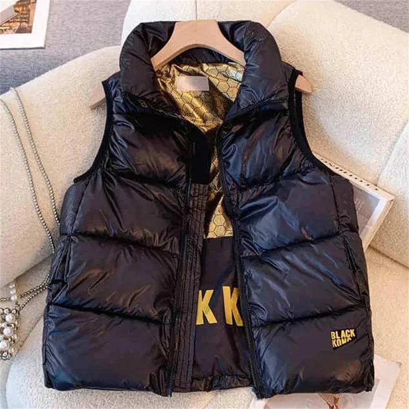 Korean Men Fashion Down Cotton Vest Tops Winter Man Casual Cotton Padded Waistcoat Boy Stand Collar Puffer Sleeveless Coat 251016