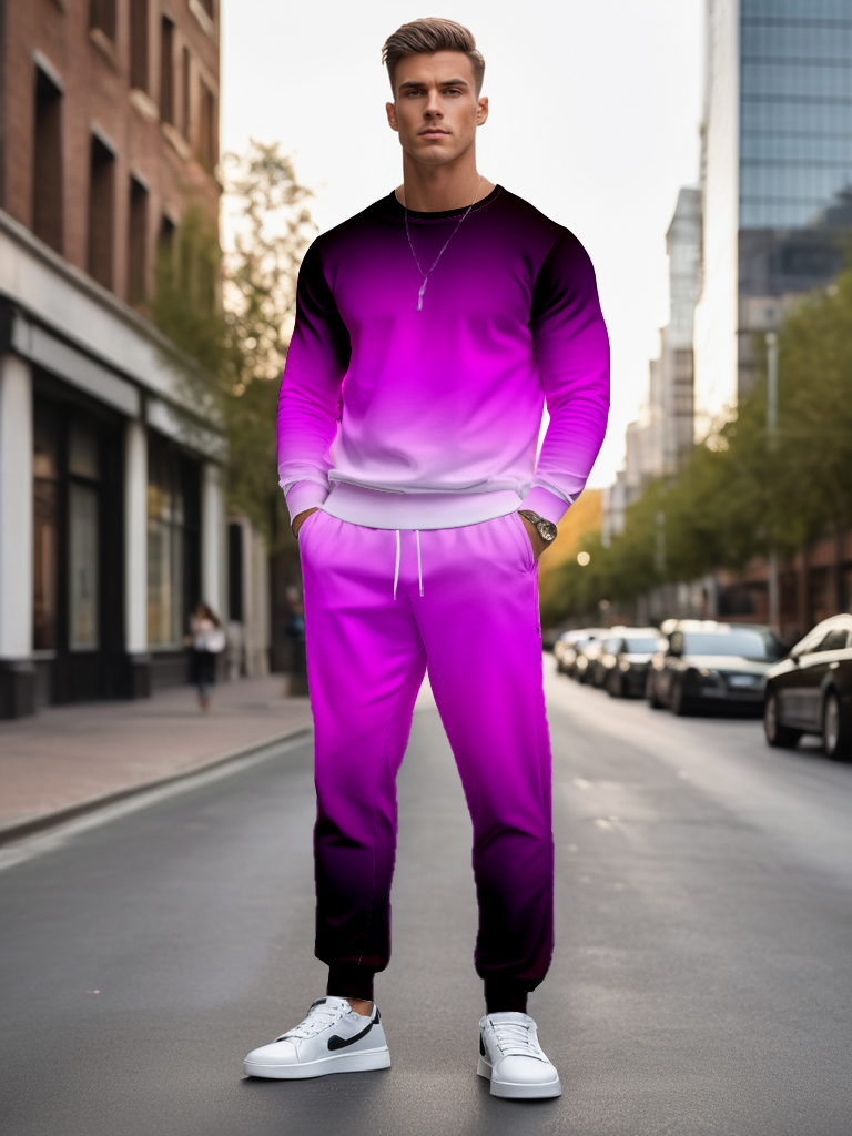 Men's Ankle-Length Knitted Cotton Blend Long Sleeve Sweatshirt Brown round Neck Casual T-Shirt Comfortable Outdoor Wear - YLWY00137