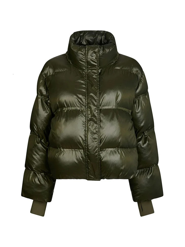 Womens Winter Cotton Coat Stand Collar Zipper Puffy Green Brown Thick Warm Down Jacket Female Street Lady in Outwear 251017