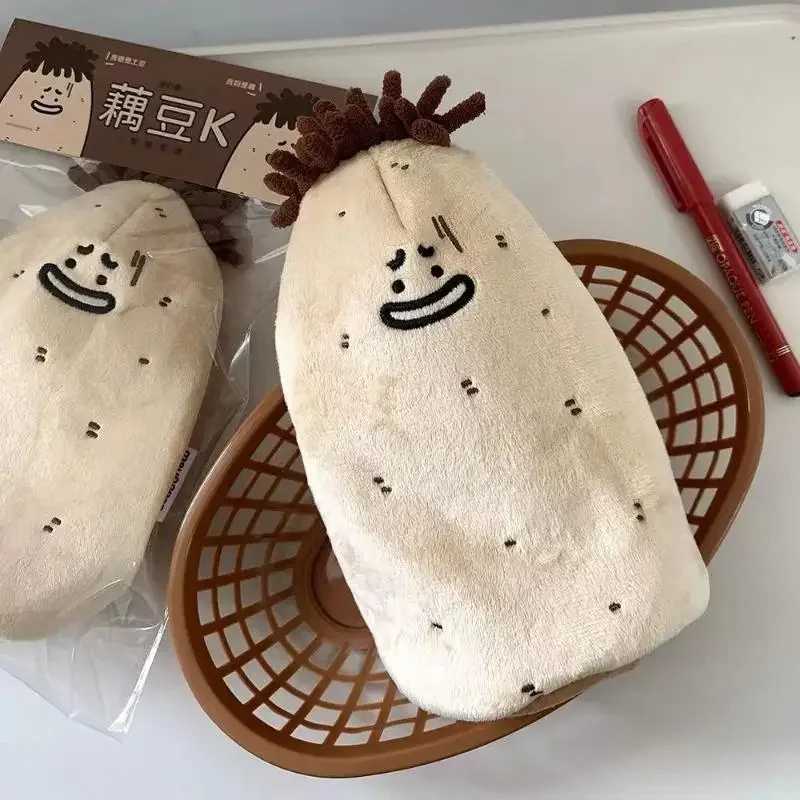 1pcs Creative Funny Plush Potato Pencil Case Cute Cartoon Student Large Capacity Pencil Box Stationery Storage Pencil Bags J251022