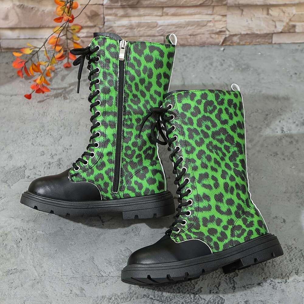 Girls' Winter Warm Mid-Calf With Zipper Lace Closure PU Upper, Rubber Sole & Soft Snow Boots For, Playdates, Parties All-Terrain Traction To - Du