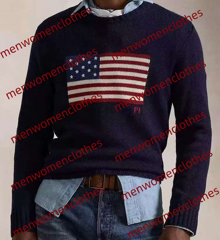 Designer Mens Womens Sweaters Ladies Knitted Elasticity Sweatshirt Jumpers Polo American Flag Trendy Winter HighEnd Comfortable Cotton Men Pullover Sweater Y2K