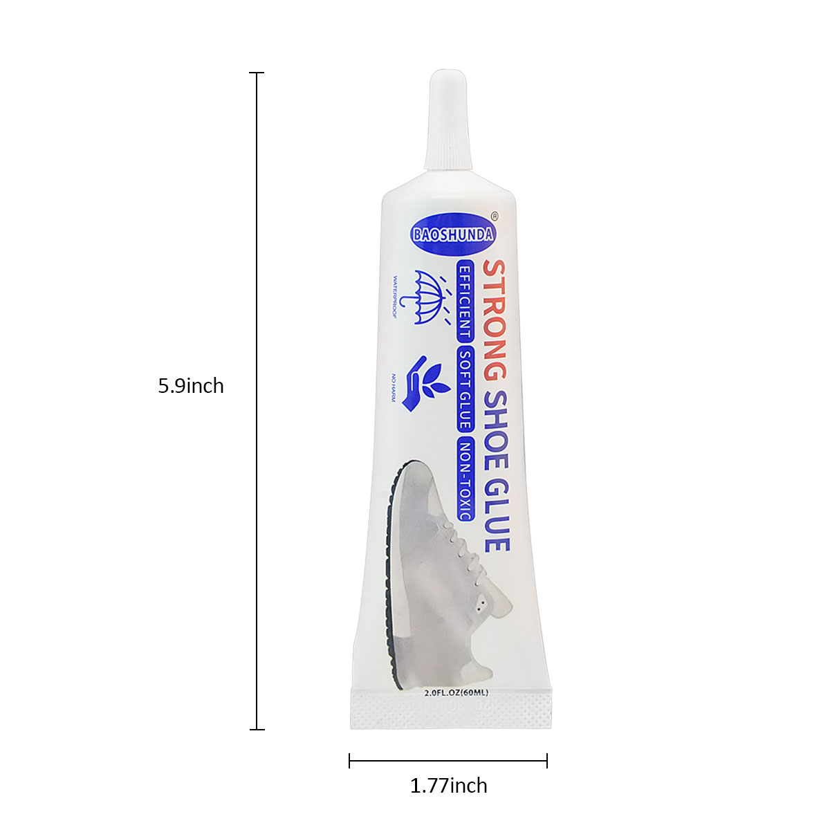 Baoshunda 60ml Strong Shoe Repair Glue, Instant-Dry Waterproof Fast Curing Adhesive for Sneakers Boots Heels Repair-bxj