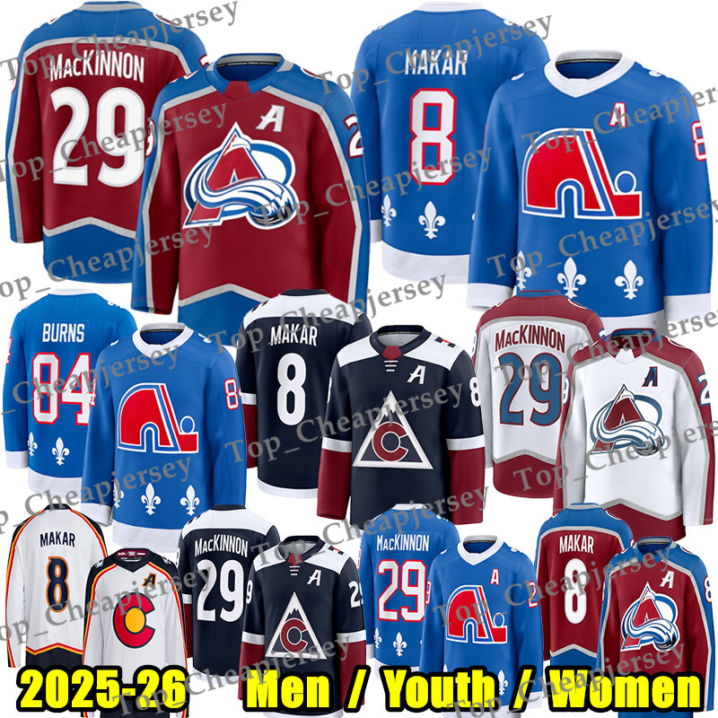 #29 Nathan MacKinnon colorado hockey jersey avalanches jersey #8 Cale Makar Brent Burns Gabriel Landeskog Brock Nelson Valeri Nichushkin Toews Martin Necas jerseys