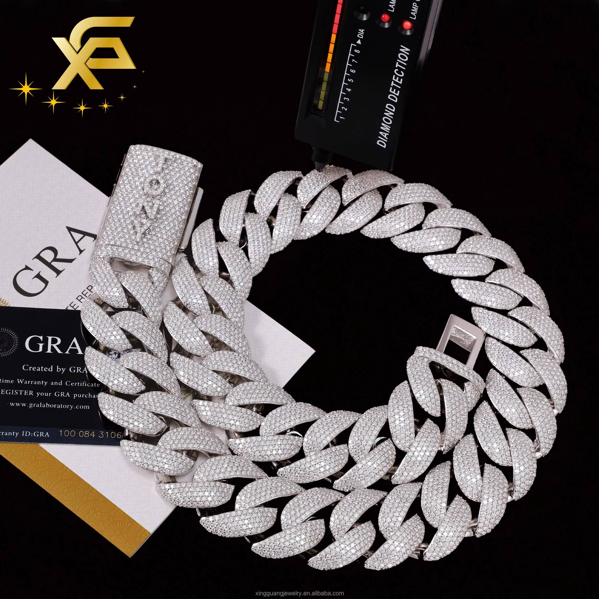 Heavy Silver Weigh Bigger Size Customized Trend Made Iced Out 30mm Diamond Hip Hop Necklace 925 Silver Rapper Cuban Lidynamic Chain