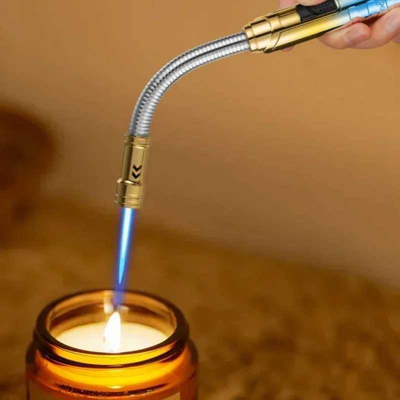 360 Hose Welding Gun Windproof Jet Blue Flame Butane Gas Torch Lighter Visible Gas Window Outdoor BBQ Kitchen Cigar Lighters C251022