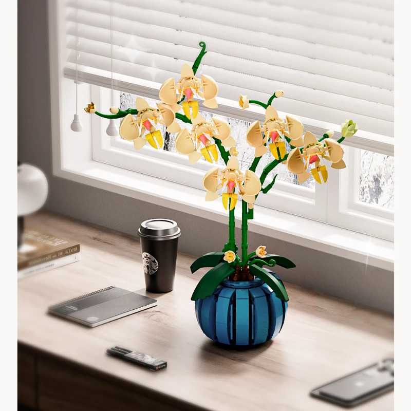 Flowers Bouquet Orchid Building Blocks Bonsai Plant Model Bricks Artificial Romantic Home Decoration Toys Birthday Gift For Girl J251022