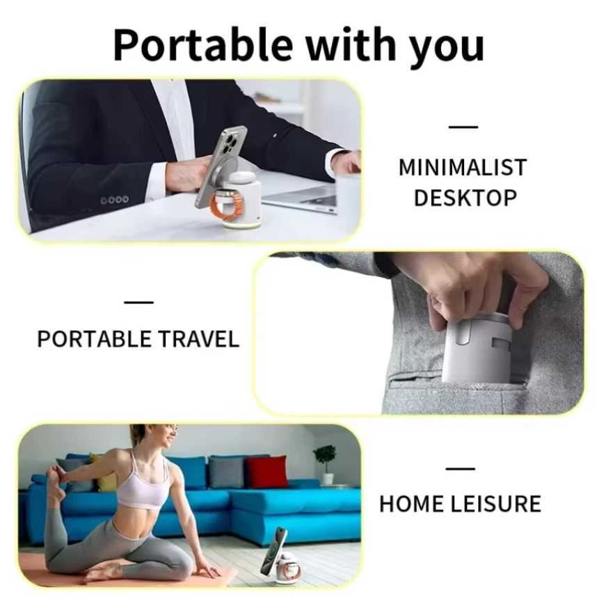 New Wireless Charger Qi2 3in1 Fast Charging Station Stand Folding Holder for iPhone 16 15 14 Pro Max Airpods Watch J251114