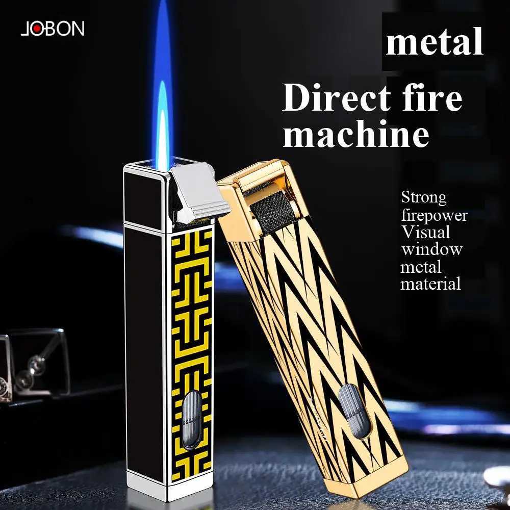 JOBON Mini Fashion Metal Lighter Direct Blue Flame Portable High Beauty Cigarette Accessory Boyfriend Trendy Gift C251022