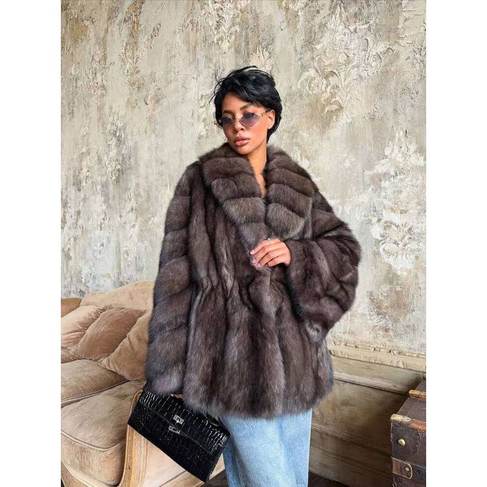 Women's 2025 Elegant Fake Fur Jacket Fashion Winter New Bell Lapel Long Sleeve Coat Daily High Street Lady Outwear