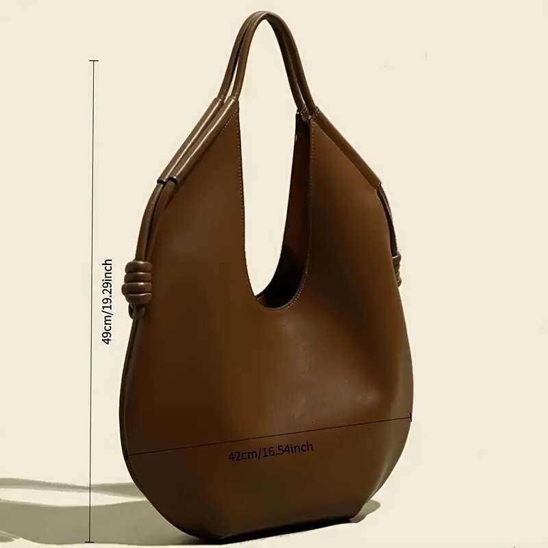 A 2025 Minimalist Style Handbag Women, Imitation Shoulder Bag With Snap Closure, Large Capacity, Suitable For Work And Leisure Use, Polyester Lining, 