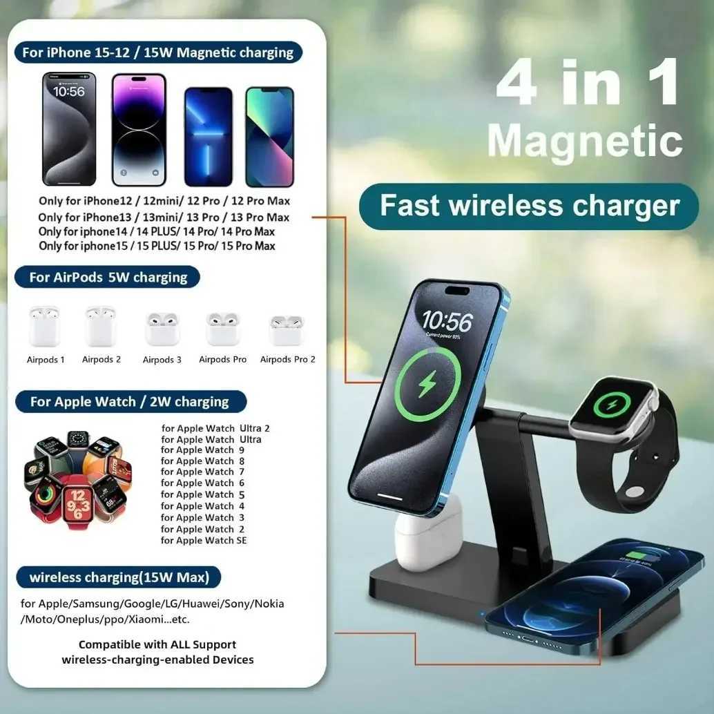 Foldable 100W Magnetic Wireless Charger 4in1 Phone Charge Dock For iPhone 1612 Watch AirPods4 Pro Fast Charging J251114
