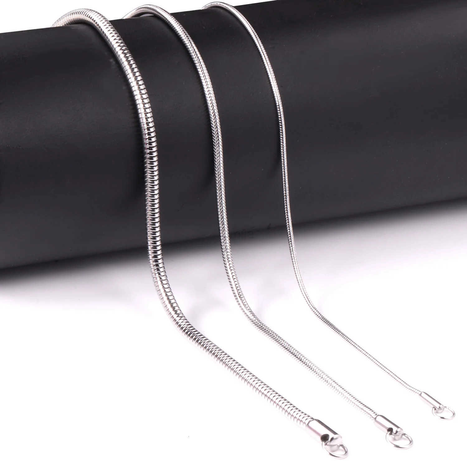 1MM2MM3MM Round Snake Chain Necklace For Women Men Gold Color Stainless Steel Herringbone Choker Fashion Jewelry Gift U251022