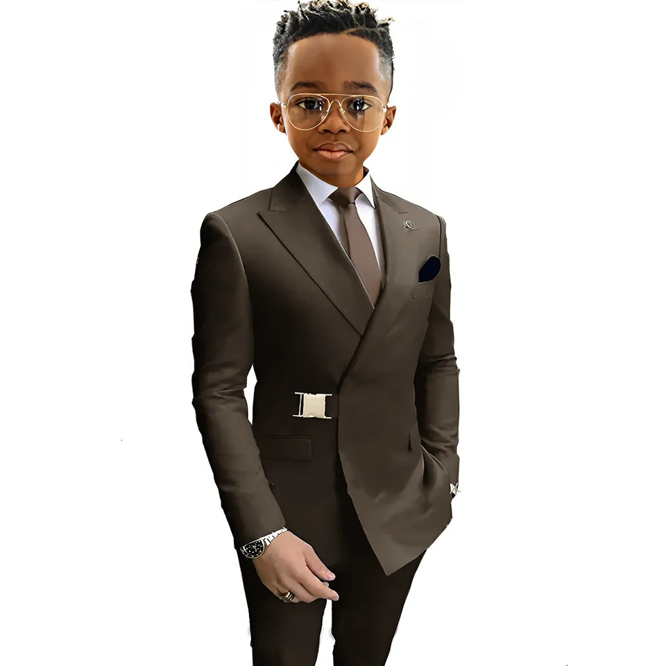Boy Suits Wedding Kids Tuxedos 2 Pieces Formal Blazer Peaked Lapel Double Breasted Prom Suits JacketPants 251021