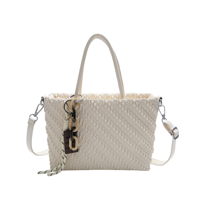 Luxury Brand Designer Bag Fashion Commuter Bucket Bag For Women 2025 Autumn Winter New High-End Woven Pattern Shoulder Bag Handheld Tote Bag