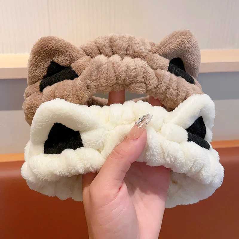 Plush Cat Ear Headband for Womans Cute Face Wash Hair Band Fashion Girl Makeup Headband V251022