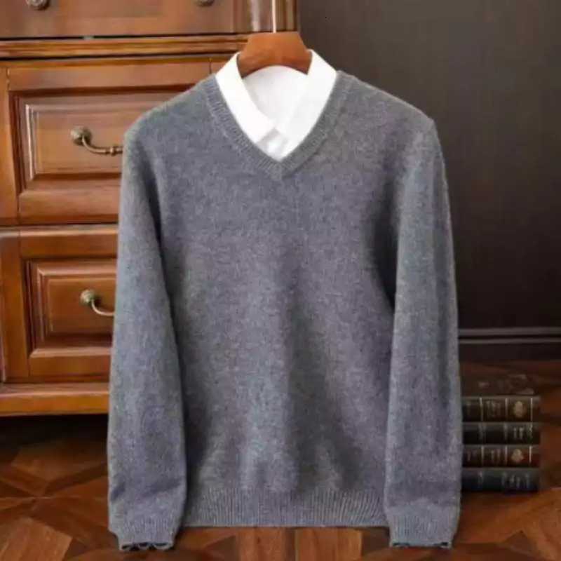 Mens Wool Warm Pullovers Sweater VNeck Knit Winter Fit Tops Male Cashmere Knitwear Jumpers Bottoming Shirt Plus Size 3XLXJ251022