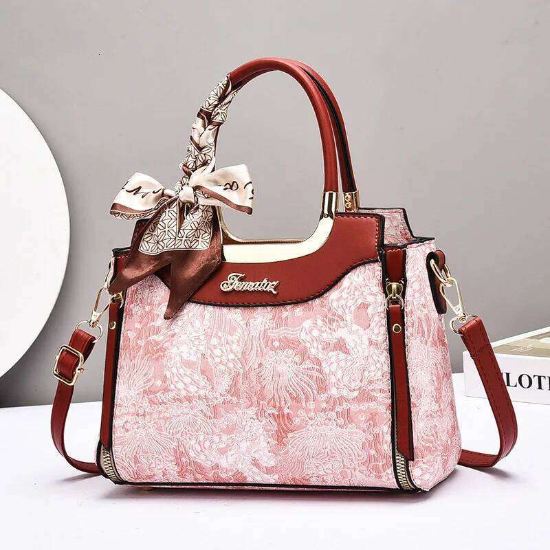 Top-handle Print Leather Women Handbags Female Leisure Shoulder Bags Fashion Purses Vintage Bolsas Large Capacity Tote Bag