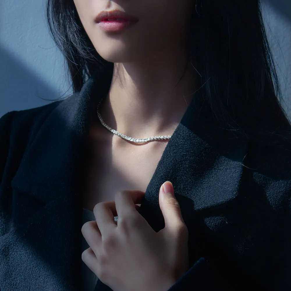 3mm 4mm 5mm 1 Row Tennis Chain Bling Zircon Copper Material Necklace Hip Hop Man and Women Iced Out Jewelry Free Engrave Name V251022