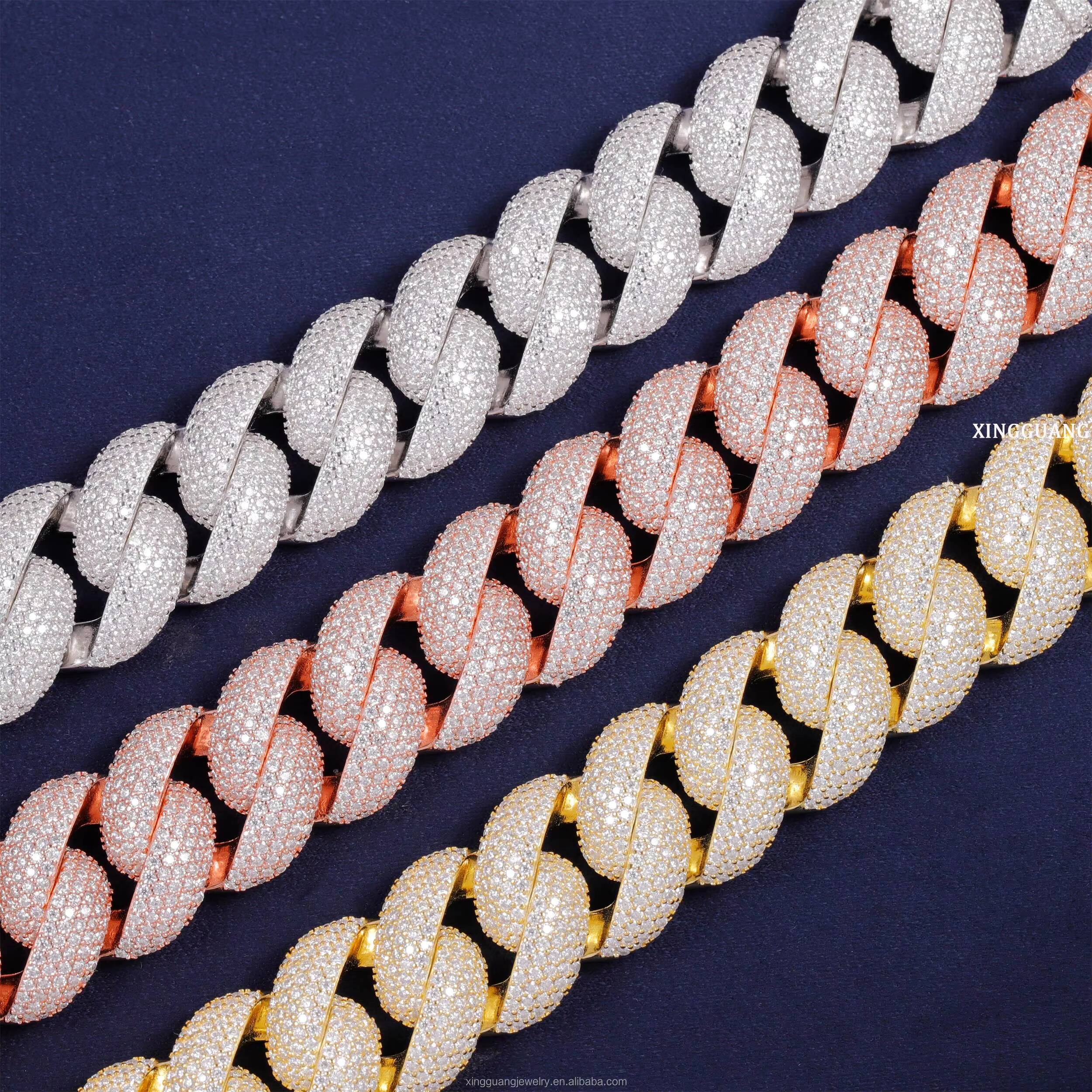 Popular Vvs Moissanite Iced Out Chain S925 Silver Hip Hop Style Necklace Moissanite Diamond Cuban Lidynamic Necklace for MenWomen