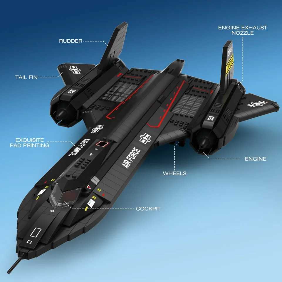 1775PCS SR71 Blackbird Fighter Building Blocks Air Force Reconnaissance Aircraft Plane Model Bricks Collection Display Kids Toy J251022